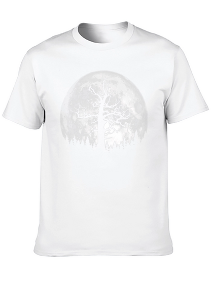 Spooky Tree & Moon Graphic Black T-Shirt