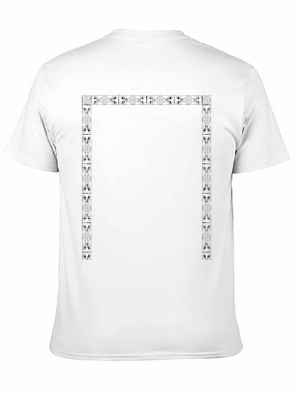 Geometric Print Black Crew Neck T-Shirt