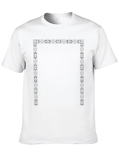 Geometric Print Black Crew Neck T-Shirt