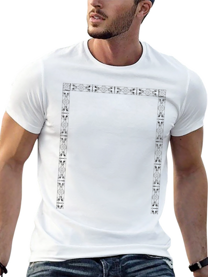 Geometric Print Black Crew Neck T-Shirt