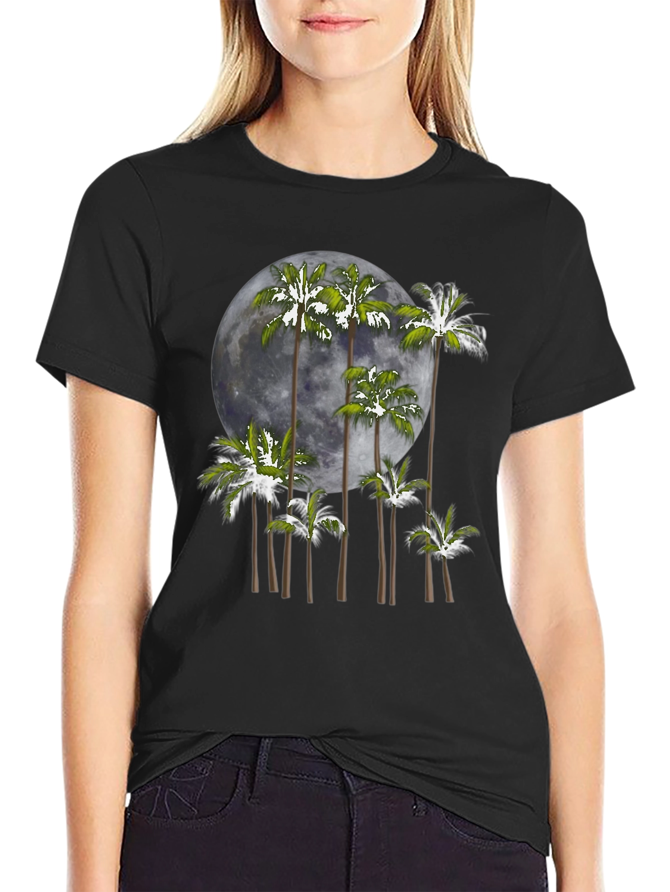 Palm Moon Graphic Tee - Mens Black T-Shirt