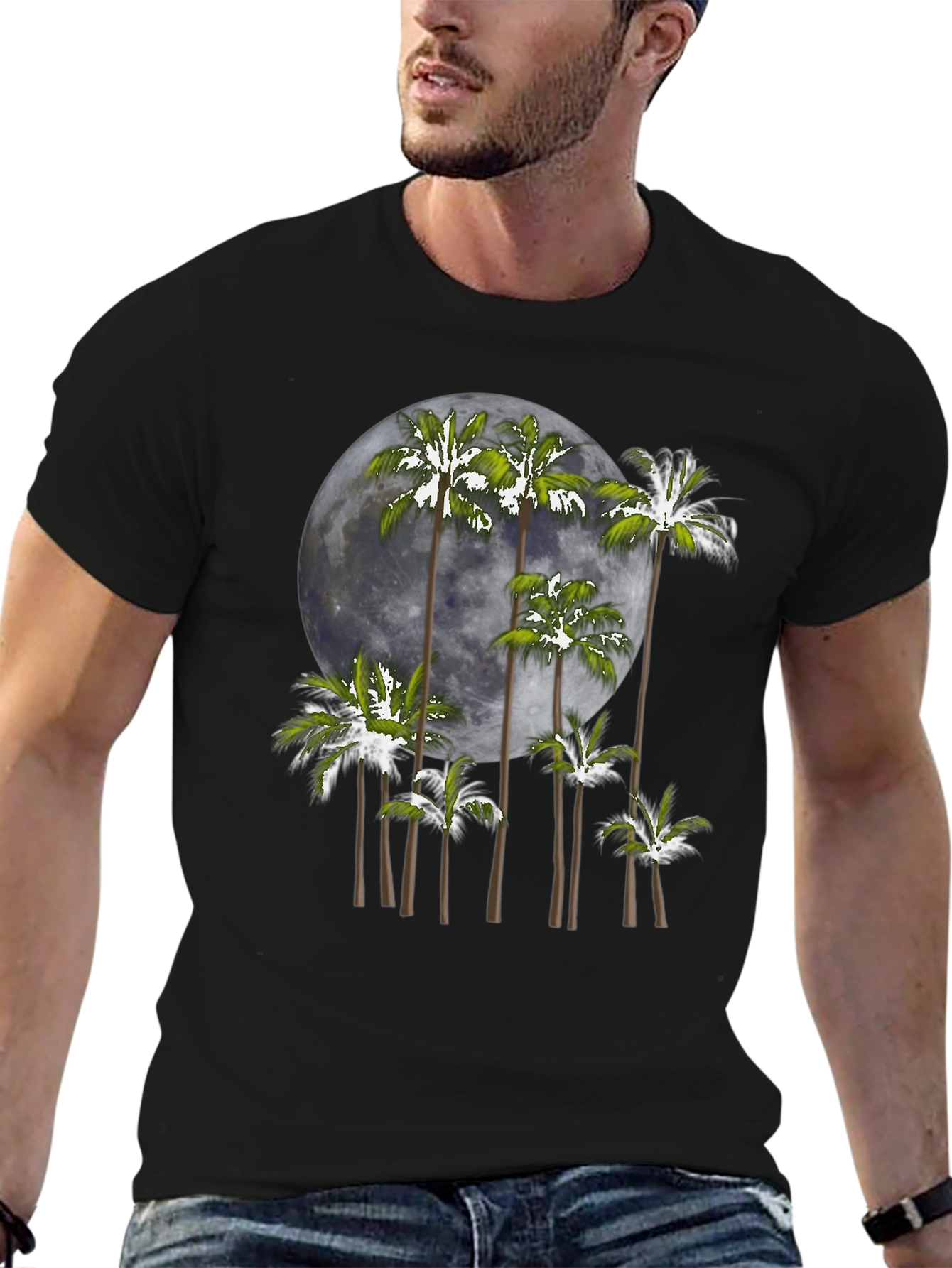 Palm Moon Graphic Tee - Mens Black T-Shirt