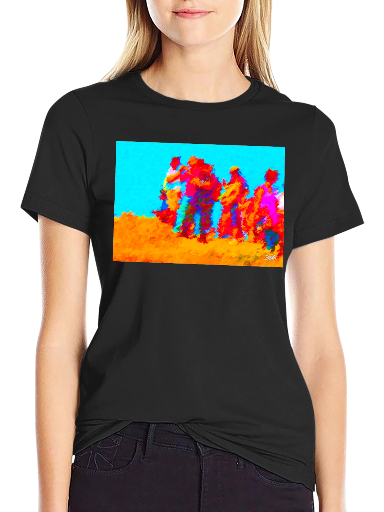 Abstract Art Graphic Tee - Crew Neck