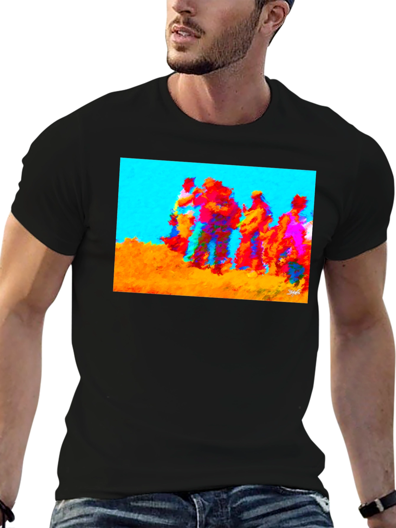 Abstract Art Graphic Tee - Crew Neck