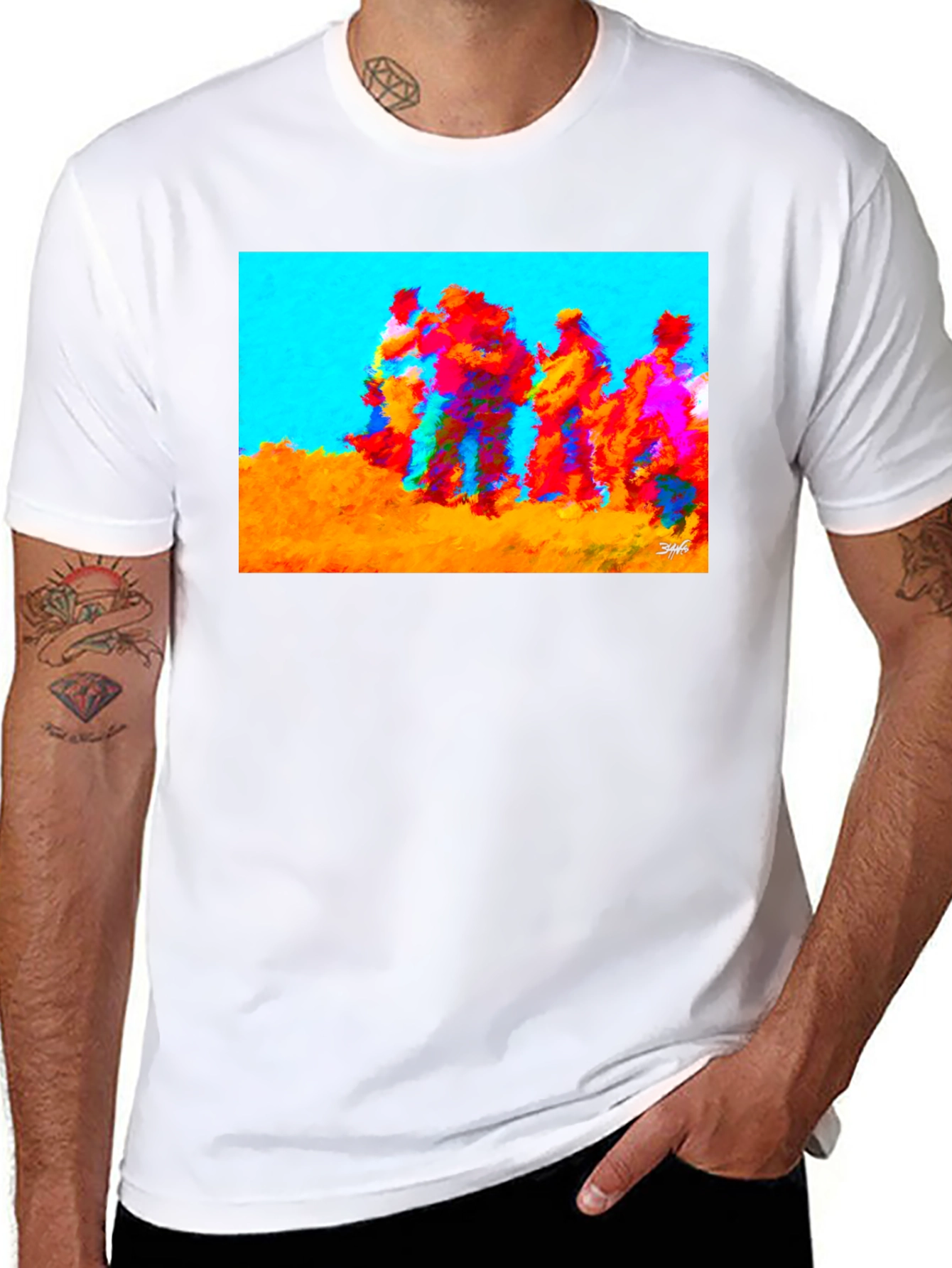 Abstract Art Graphic Tee - Crew Neck