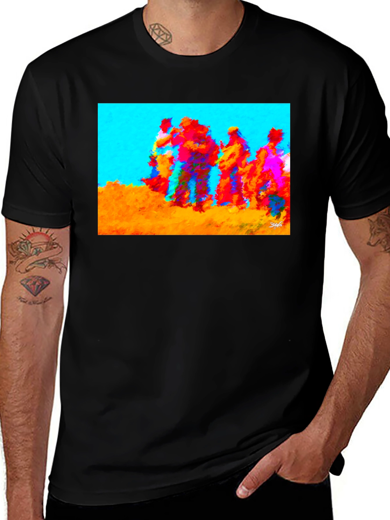 Abstract Art Graphic Tee - Crew Neck