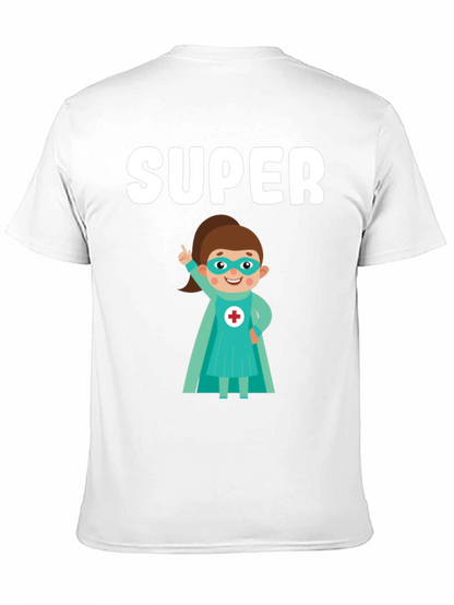 Super Nurse Cartoon T-Shirt - Black
