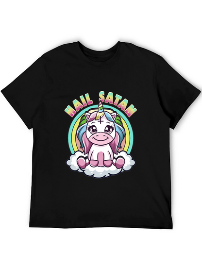 Hail Satan Unicorn Black T-Shirt