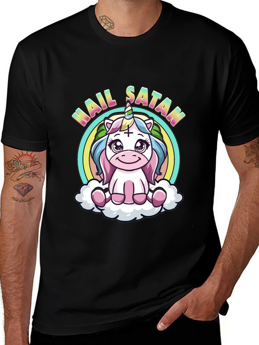 Hail Satan Unicorn Black T-Shirt