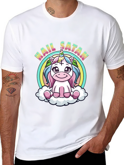 Hail Satan Unicorn Black T-Shirt
