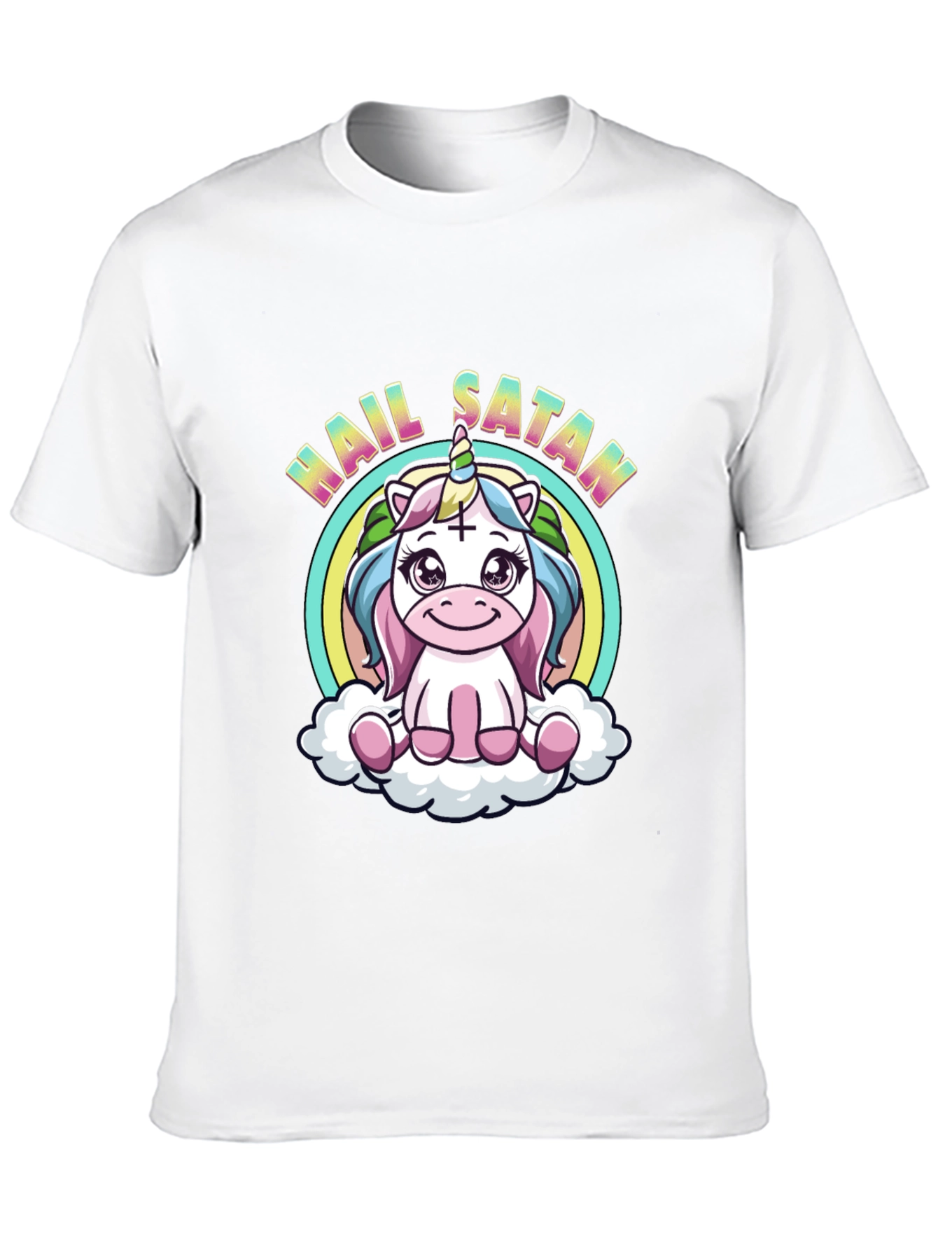 Hail Satan Unicorn Black T-Shirt