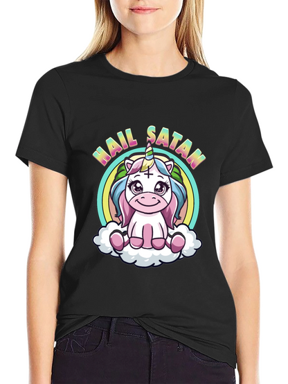 Hail Satan Unicorn Black T-Shirt