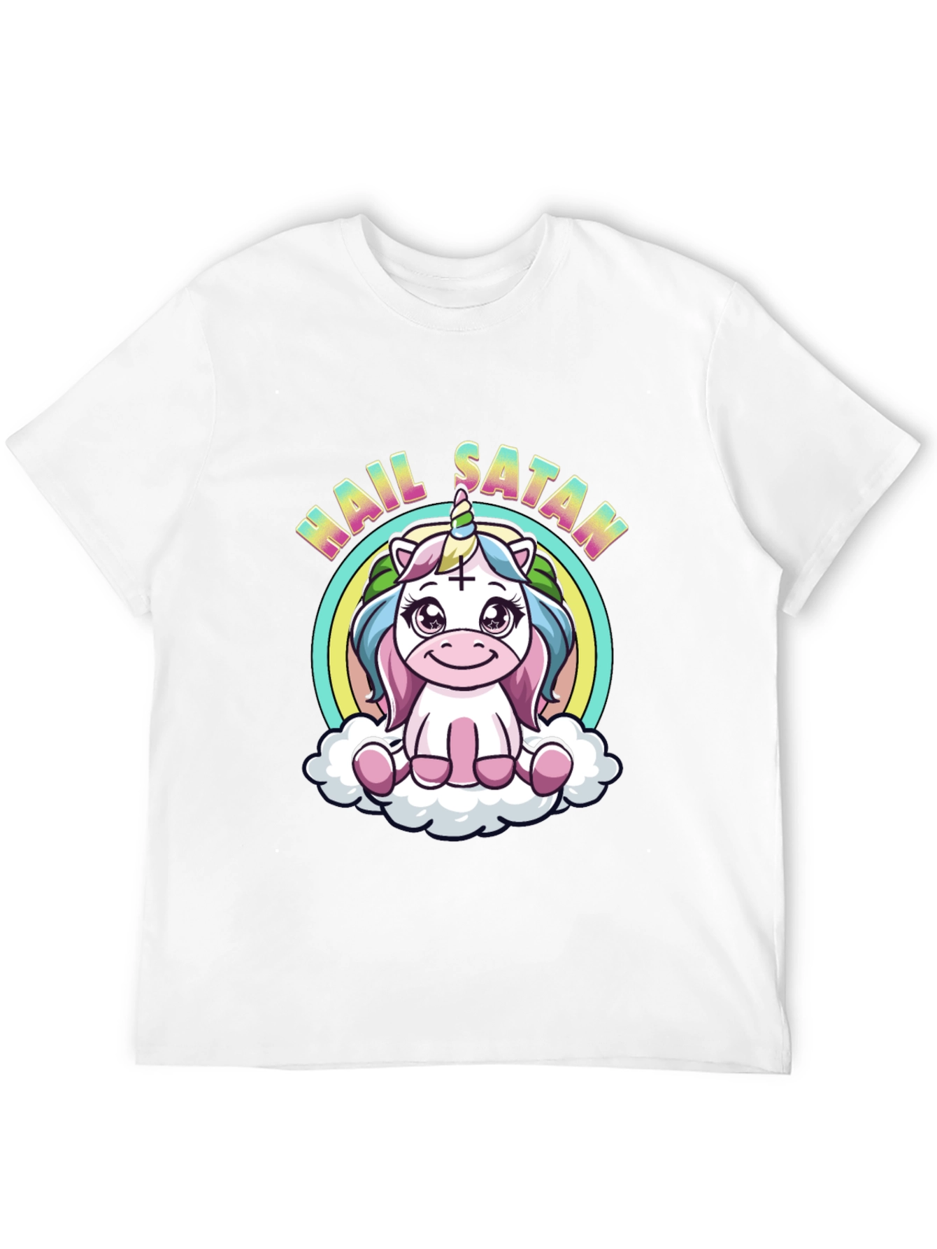 Hail Satan Unicorn Black T-Shirt