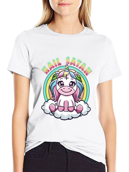 Hail Satan Unicorn Black T-Shirt