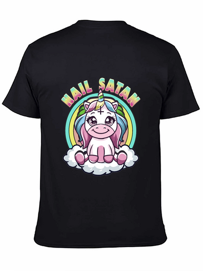 Hail Satan Unicorn Black T-Shirt