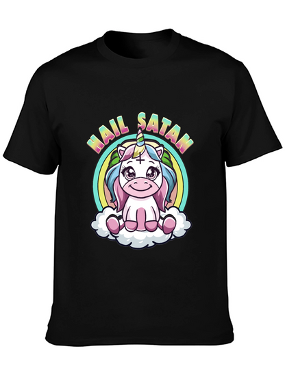 Hail Satan Unicorn Black T-Shirt