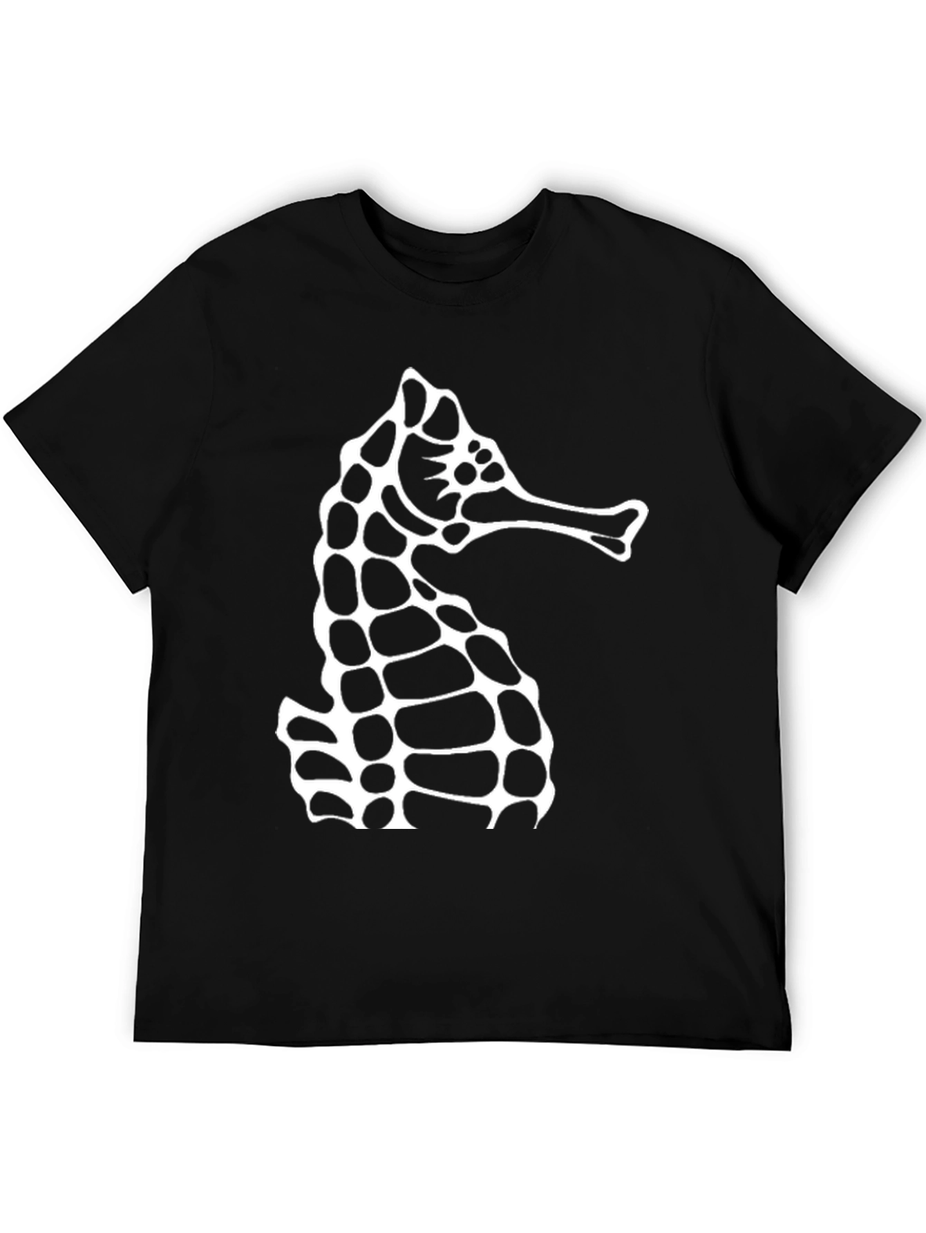 Seahorse Graphic Tee - Black Cotton Casual T-Shirt