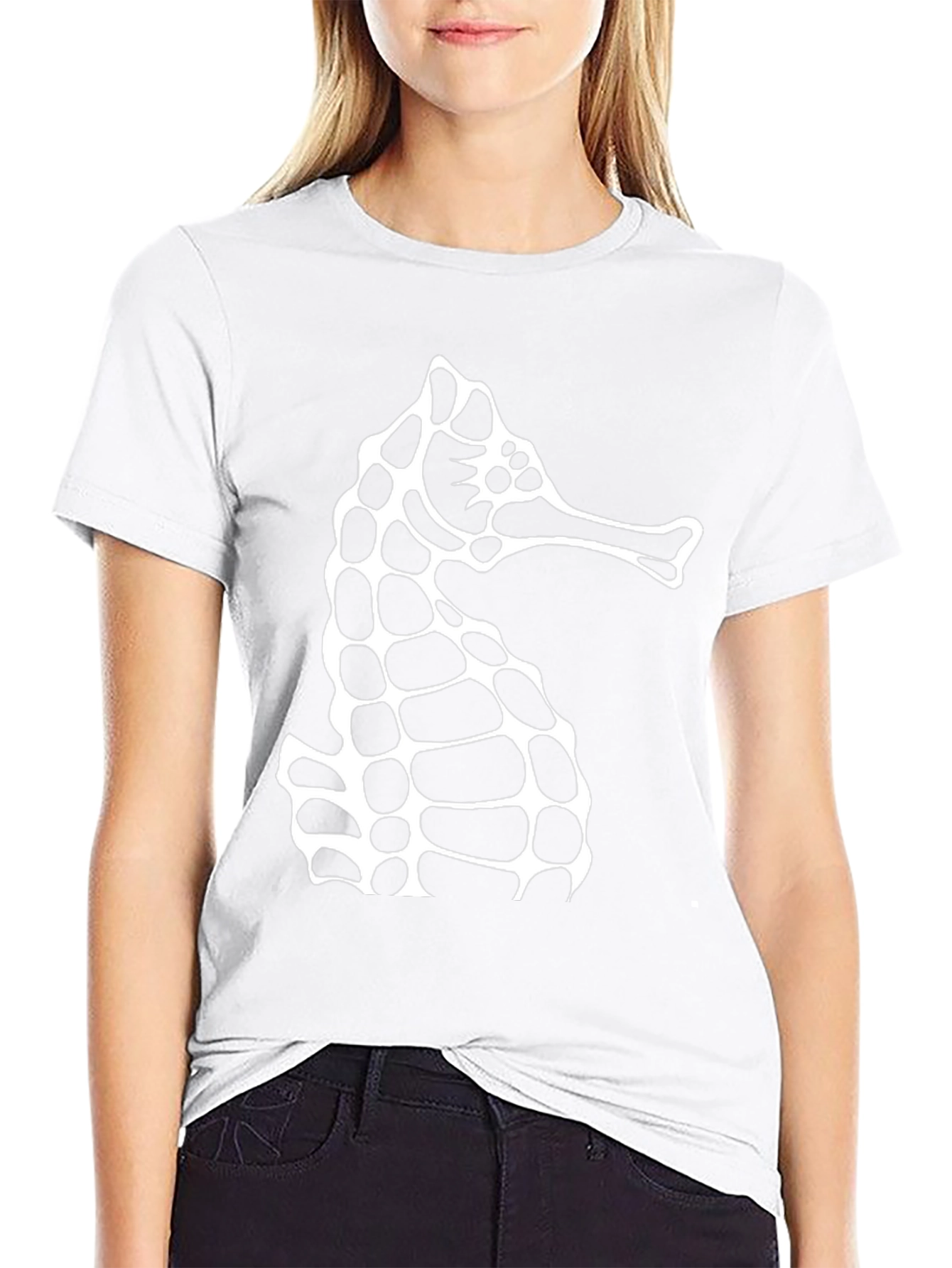 Seahorse Graphic Tee - Black Cotton Casual T-Shirt