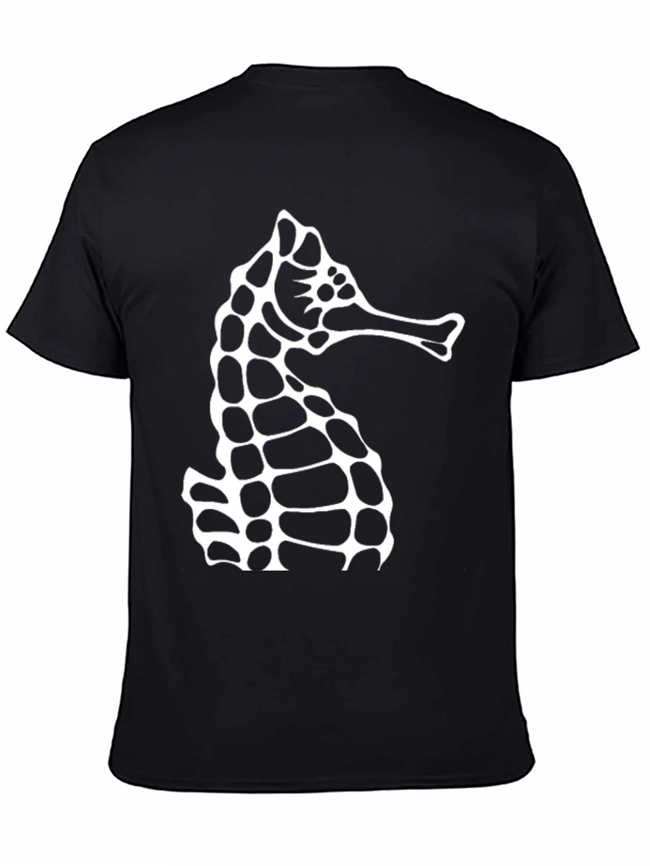 Seahorse Graphic Tee - Black Cotton Casual T-Shirt