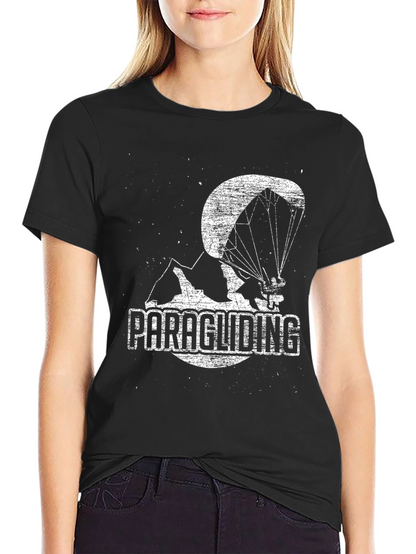 Paragliding Graphic Tee - Black Cotton Blend