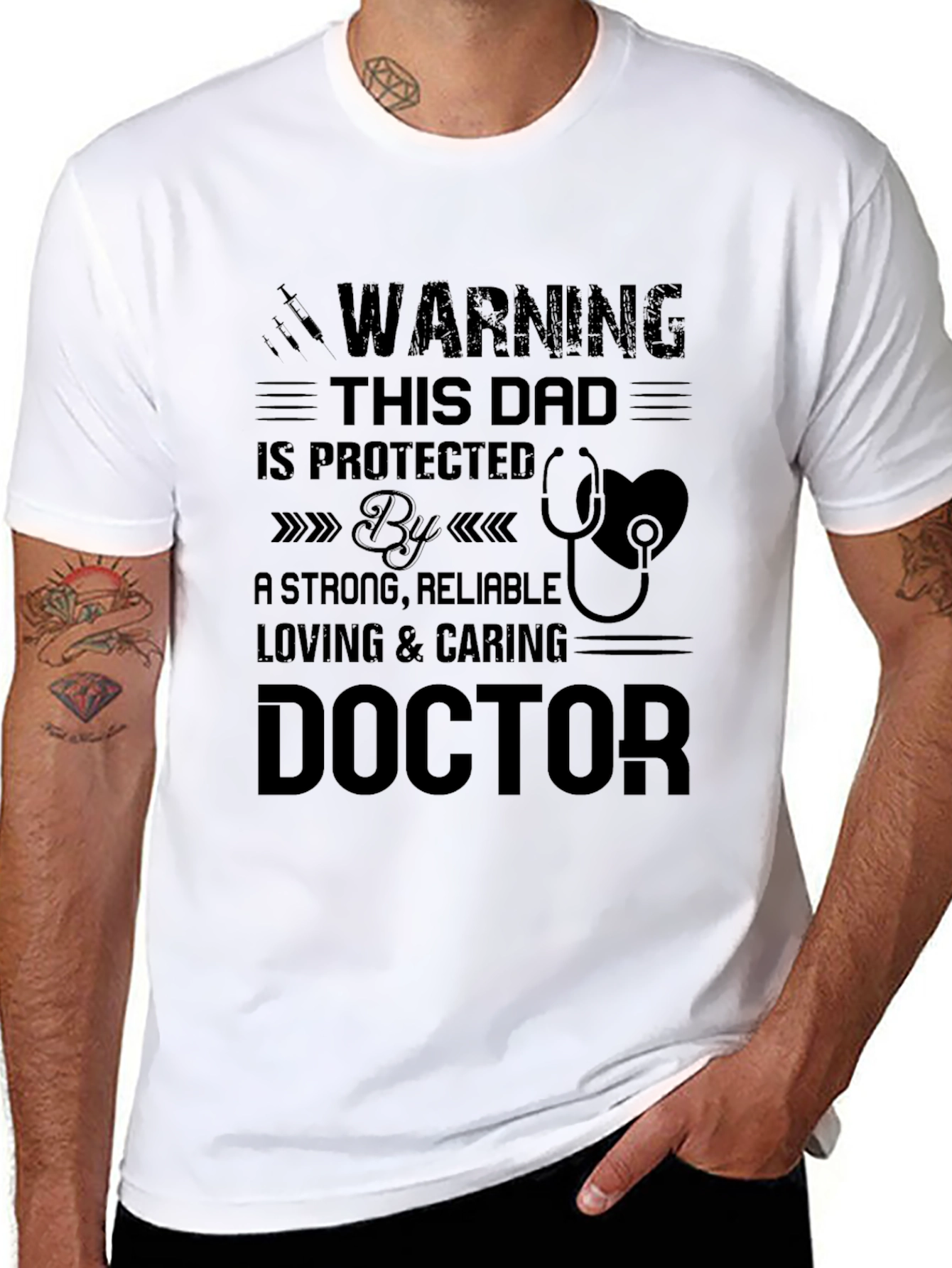 Dad Protected By Doctor T-Shirt Fathers Day Gift