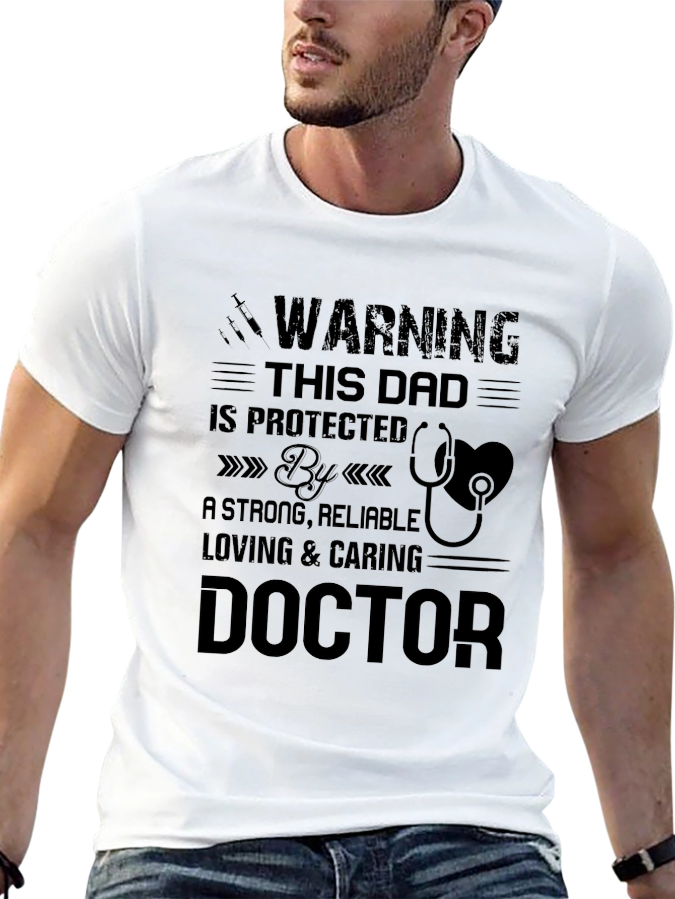 Dad Protected By Doctor T-Shirt Fathers Day Gift