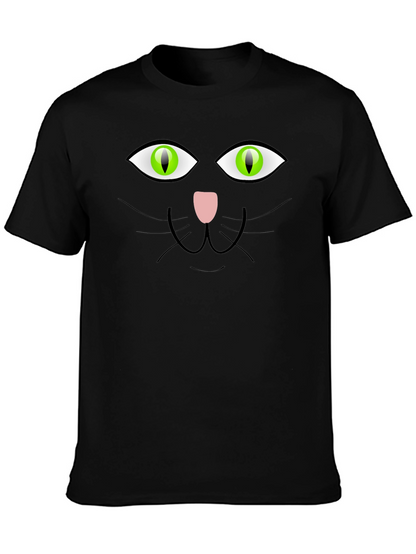 Black Cat Face Graphic T-Shirt
