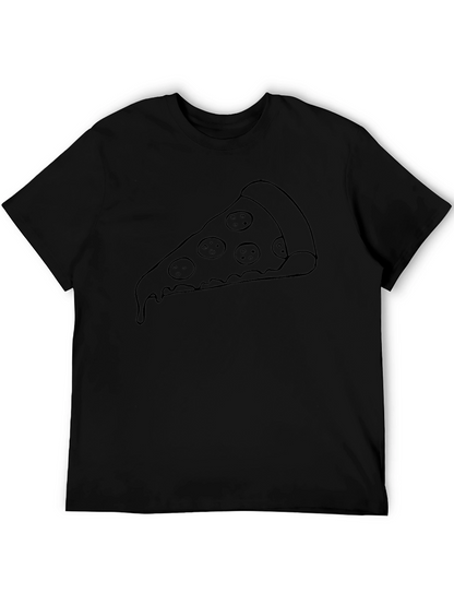 Pizza Slice Graphic Tee - Casual Black T-Shirt