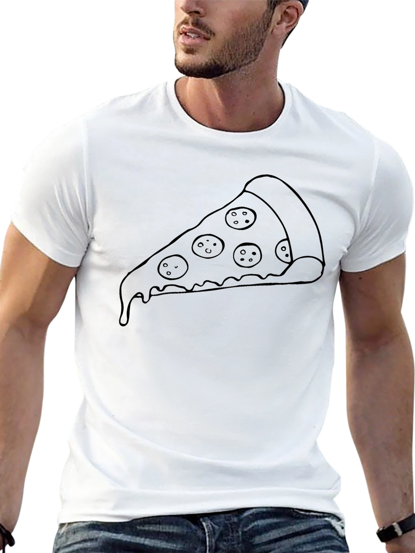 Pizza Slice Graphic Tee - Casual Black T-Shirt