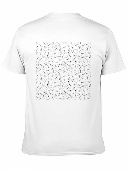 Mens Black Patterned Crew Neck T-Shirt