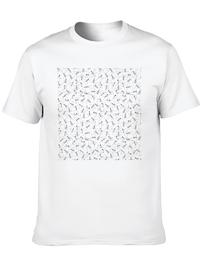Mens Black Patterned Crew Neck T-Shirt