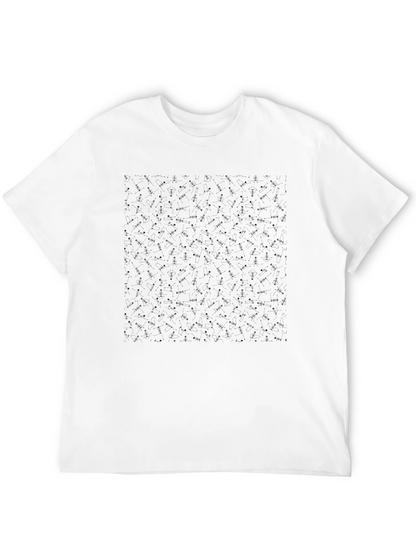 Mens Black Patterned Crew Neck T-Shirt