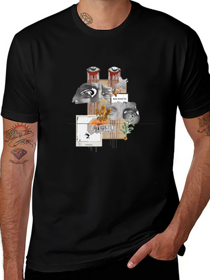 Artistic Graphic Print Black T-Shirt