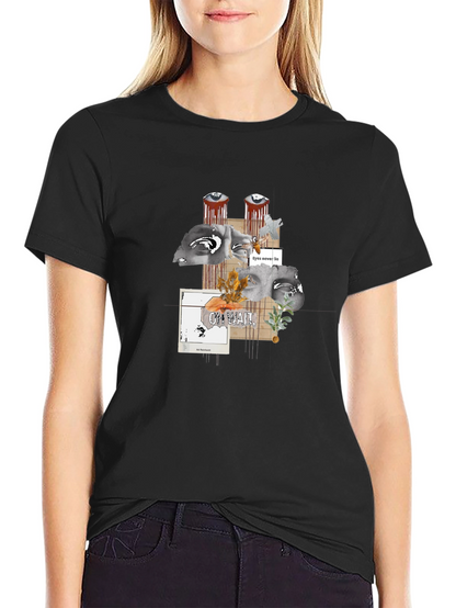 Artistic Graphic Print Black T-Shirt