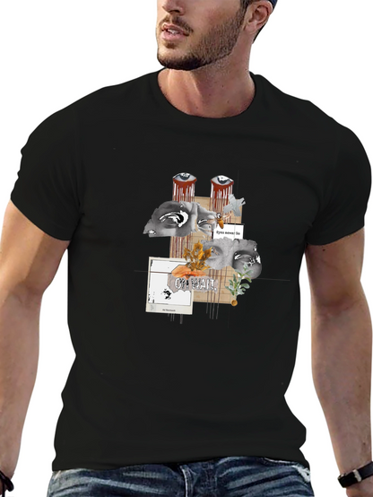 Artistic Graphic Print Black T-Shirt