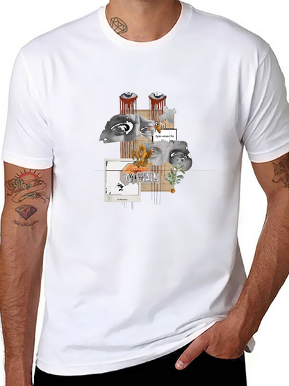 Artistic Graphic Print Black T-Shirt