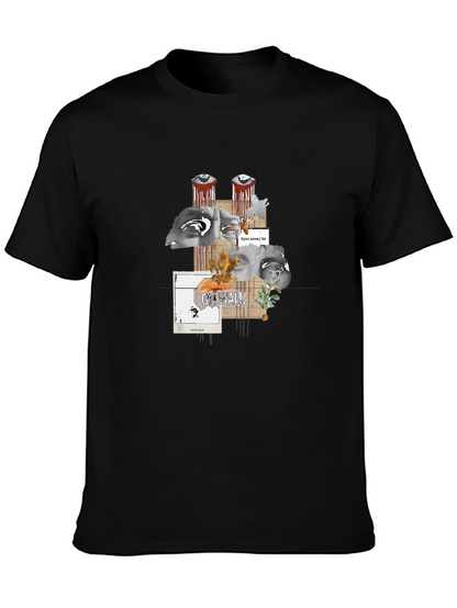 Artistic Graphic Print Black T-Shirt