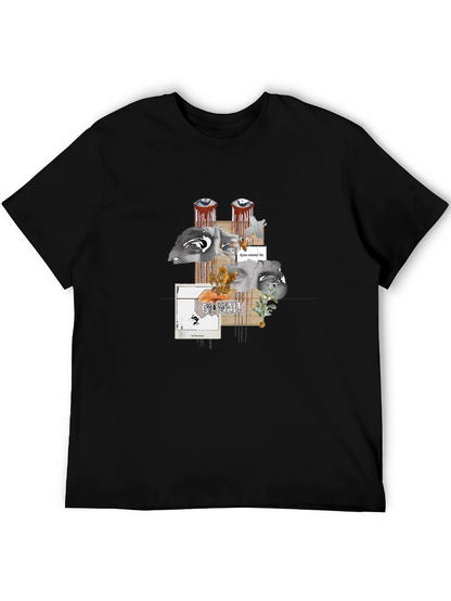 Artistic Graphic Print Black T-Shirt