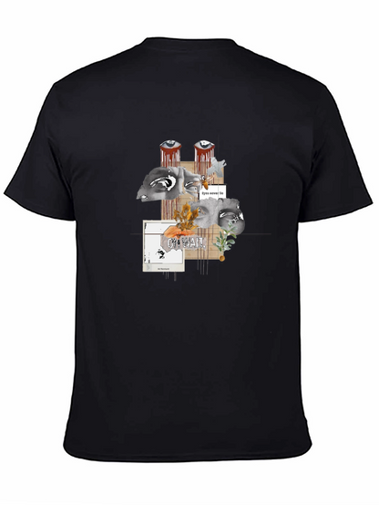 Artistic Graphic Print Black T-Shirt