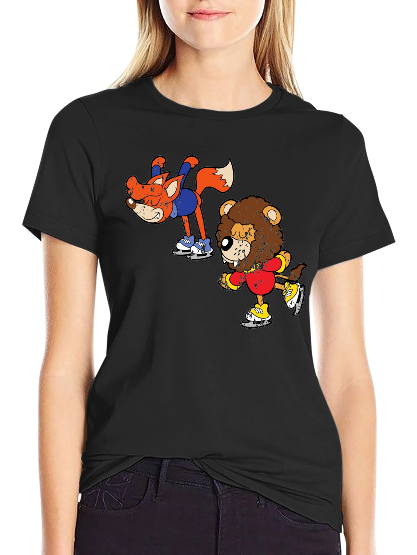 Skating Animals Graphic Tee - Fun Cartoon Shirt