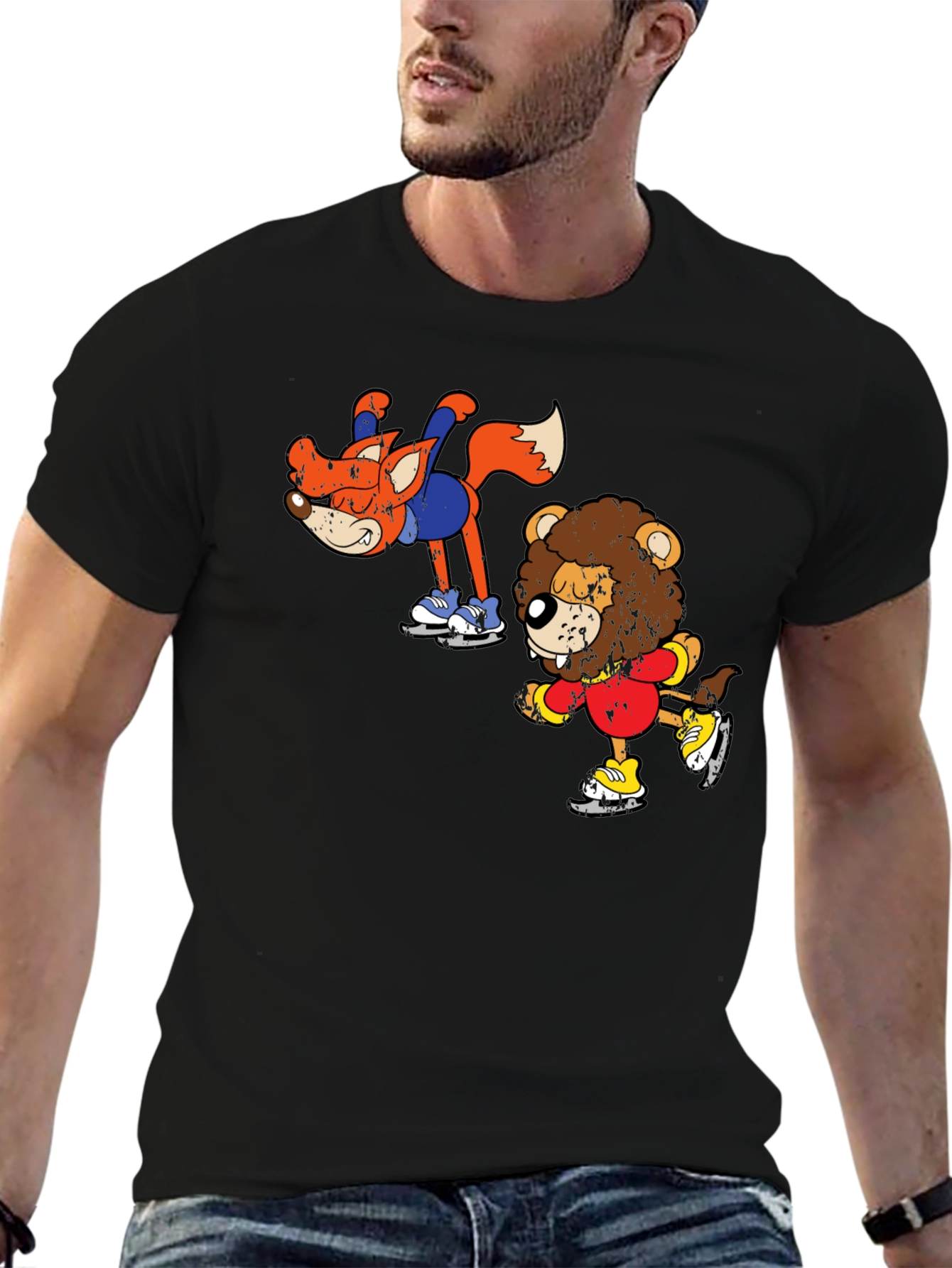 Skating Animals Graphic Tee - Fun Cartoon Shirt