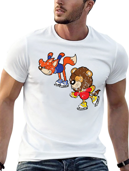 Skating Animals Graphic Tee - Fun Cartoon Shirt