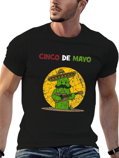 Cinco De Mayo Cactus T-Shirt - Guitar Mariachi Tee