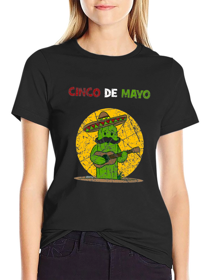 Cinco De Mayo Cactus T-Shirt - Guitar Mariachi Tee