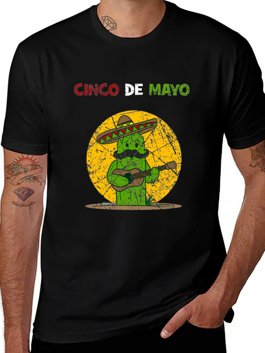 Cinco De Mayo Cactus T-Shirt - Guitar Mariachi Tee