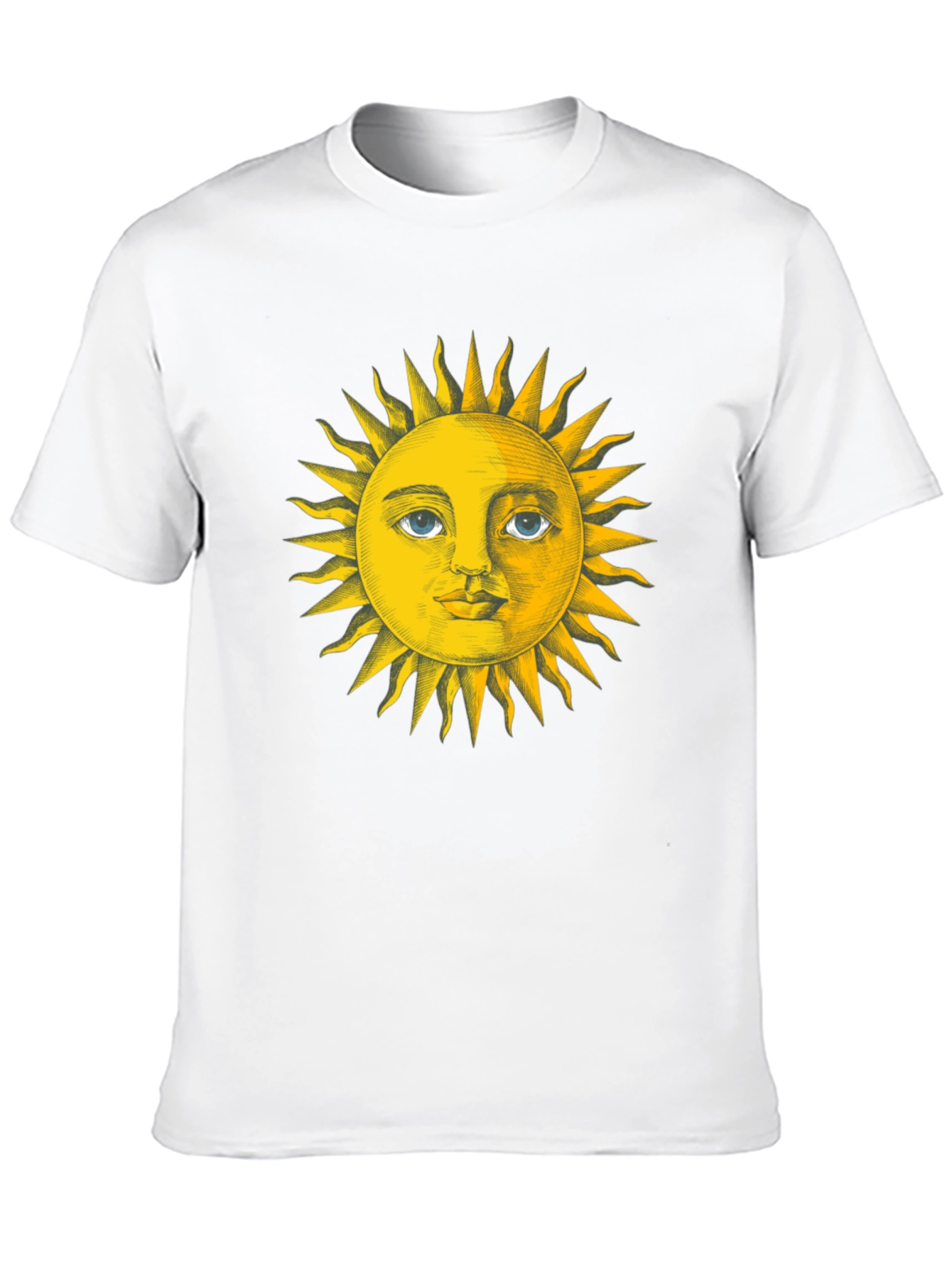 Sun Face Graphic Tee - Black Cotton T-Shirt