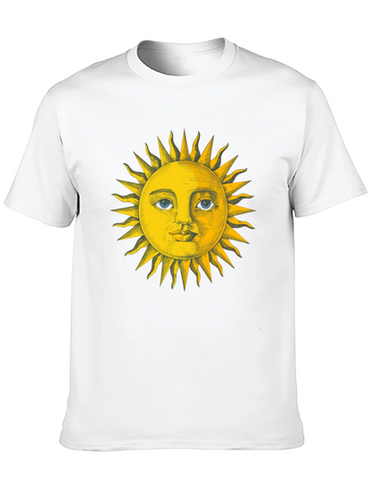 Sun Face Graphic Tee - Black Cotton T-Shirt
