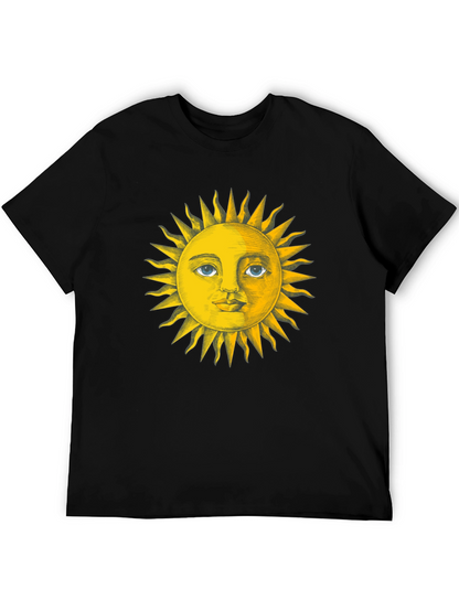 Sun Face Graphic Tee - Black Cotton T-Shirt