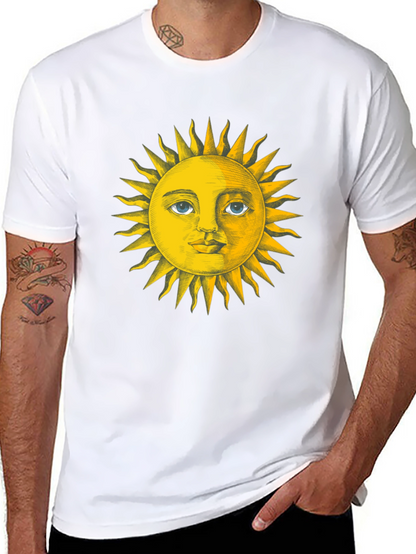 Sun Face Graphic Tee - Black Cotton T-Shirt