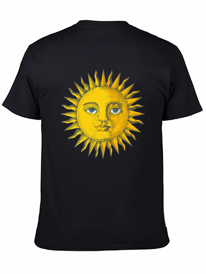 Sun Face Graphic Tee - Black Cotton T-Shirt